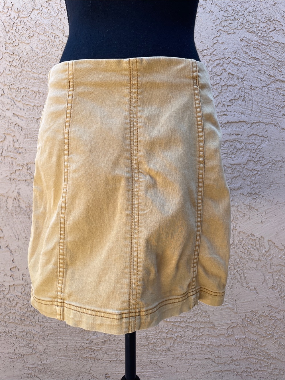 Free People Sunlit Yellow Denim Mini Skirt